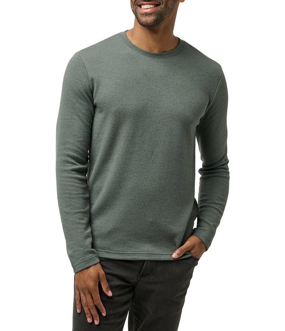 Travis Mathew $140 Cloud Waffle Crew Dark Olive Comfort Longe Sleeve Shirt S